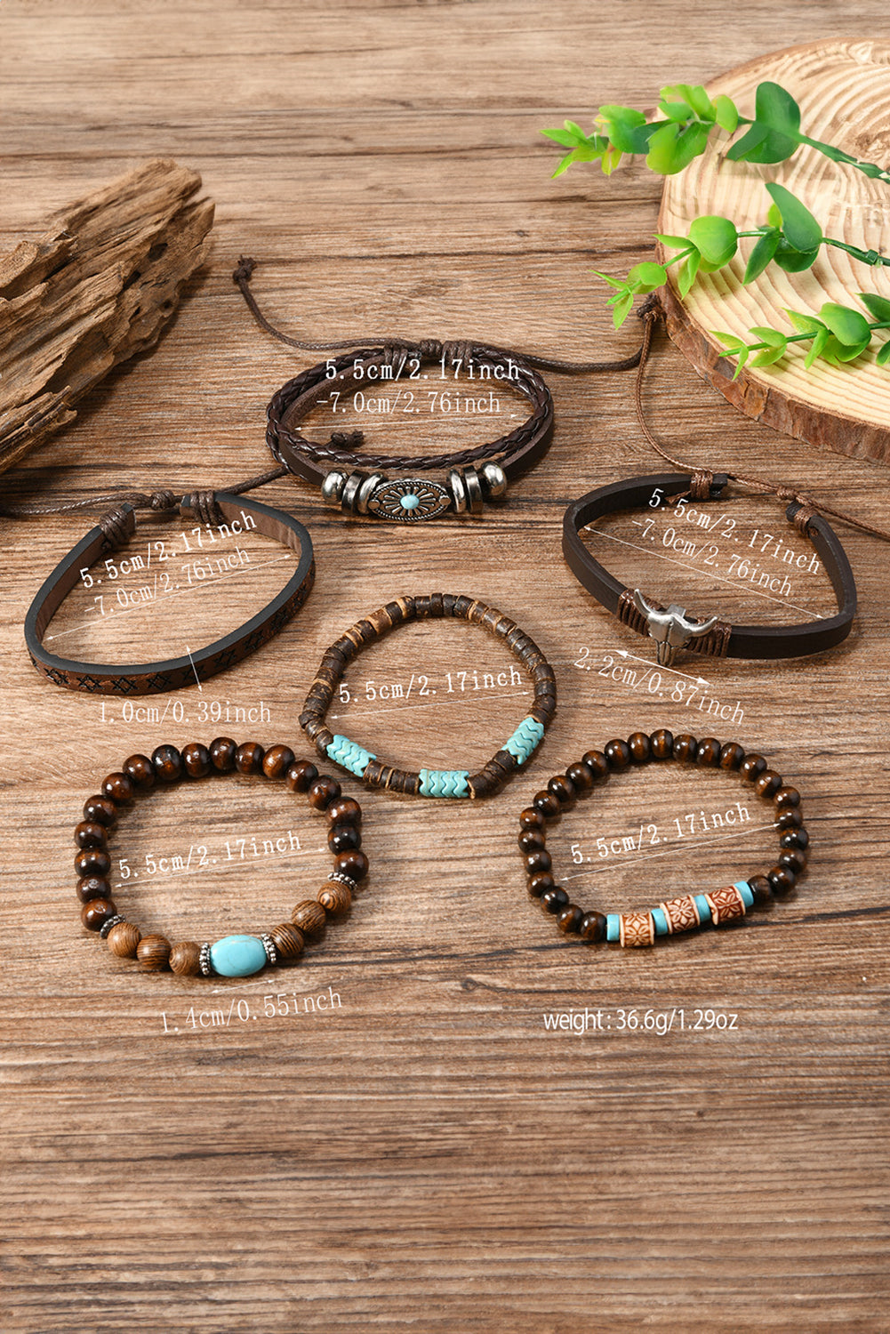 Bull Skull Turquoise Beaded Bracelet Set