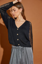 HOLLOW DETAIL CARDIGAN SWEATER