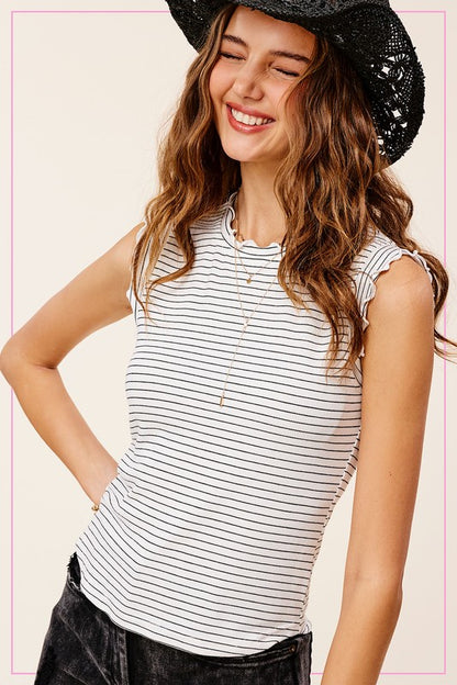 Stripe Ruffle Sleeve Top