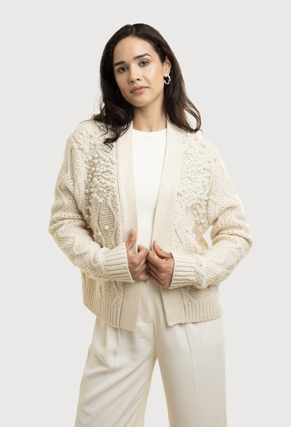 Zig Zag Pearl Trim Cardigan  One Size Fits Most