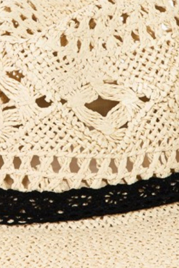 Openwork Lace Detail Wide Brim Hat