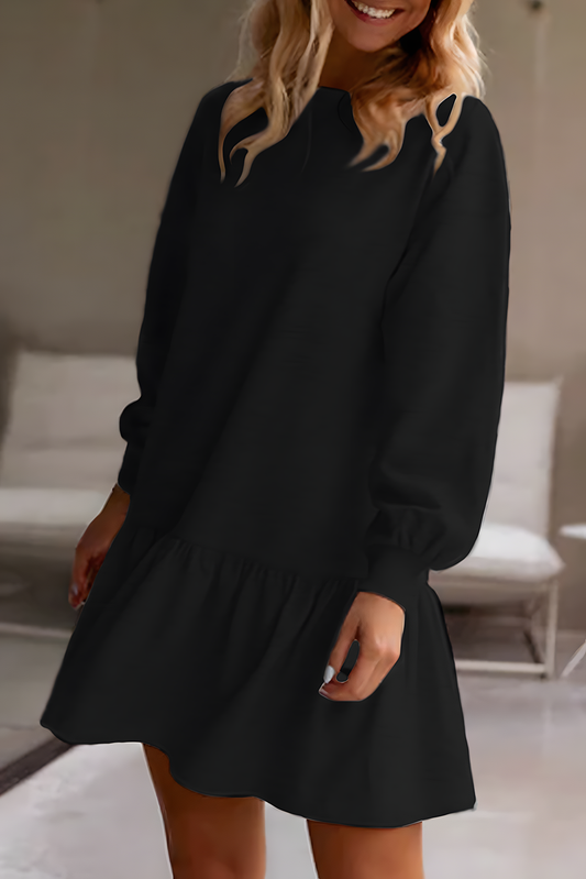 Ruffle Hem Sweatshirt Dress