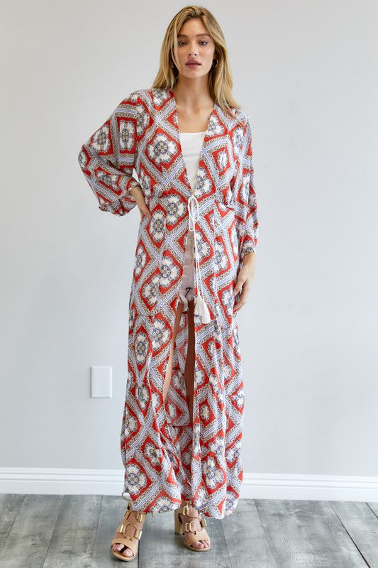 Printed Long Sleeve Kimono