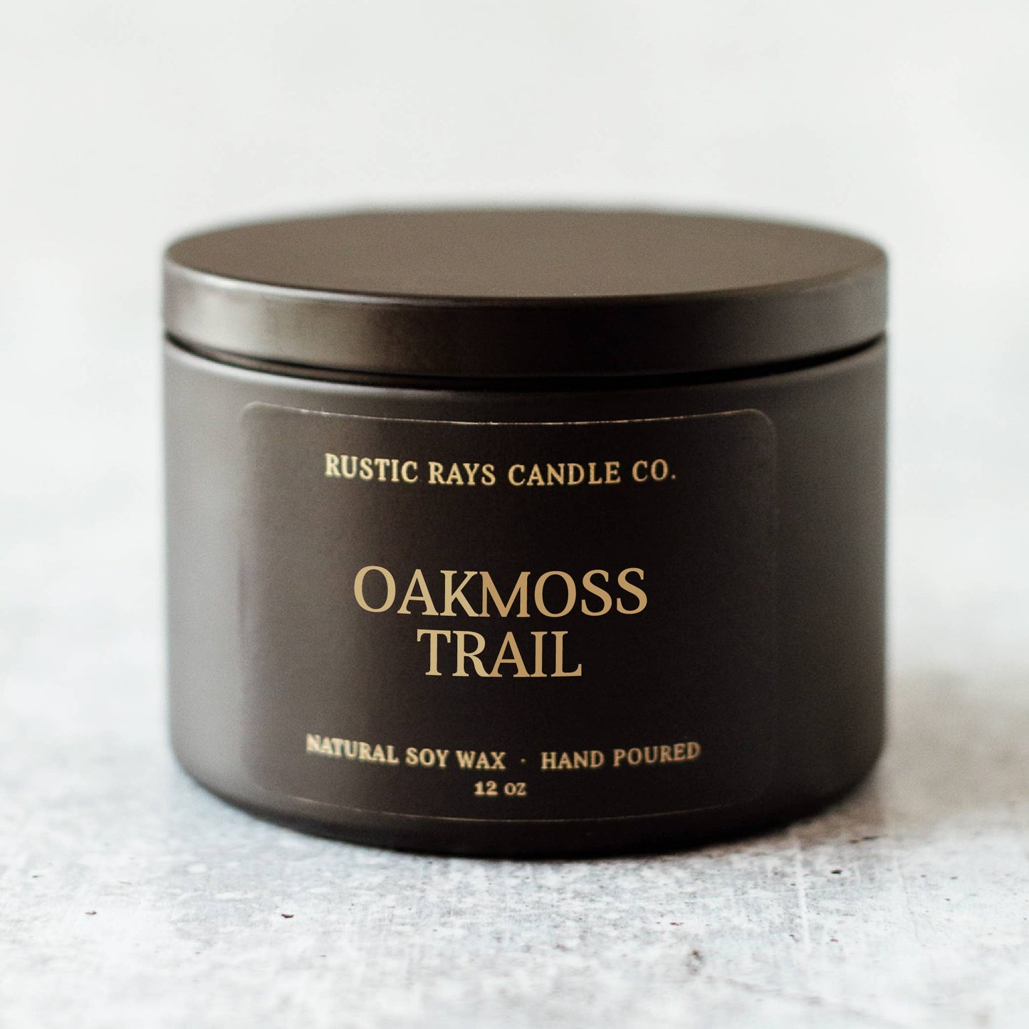 Oakmoss Trail Earthy Soy Candle - 12 oz Double Wick - Black