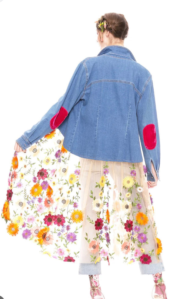 Denim Floral Maxi Shirt