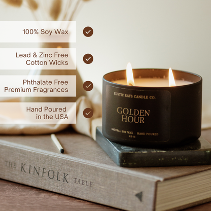 Oakmoss Trail Earthy Soy Candle - 12 oz Double Wick - Black