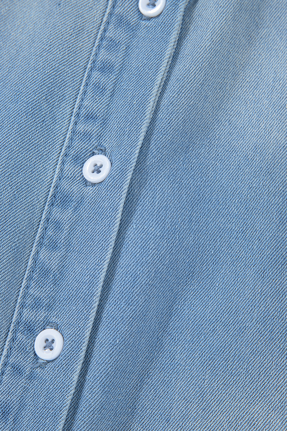Washed Raw Hem Denim Shirt Dress