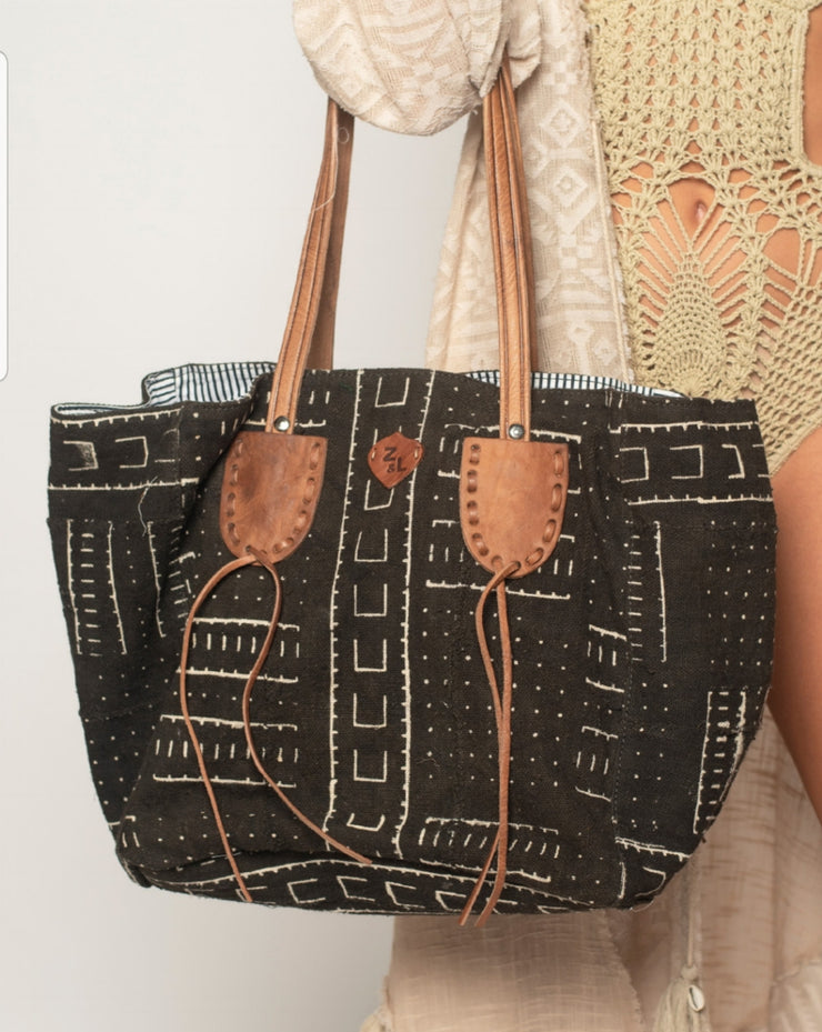 Tribal Print Hobo HandBag with Leather Straps