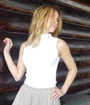 Scala Mock Neck Sleeveless Turtleneck Pullover
