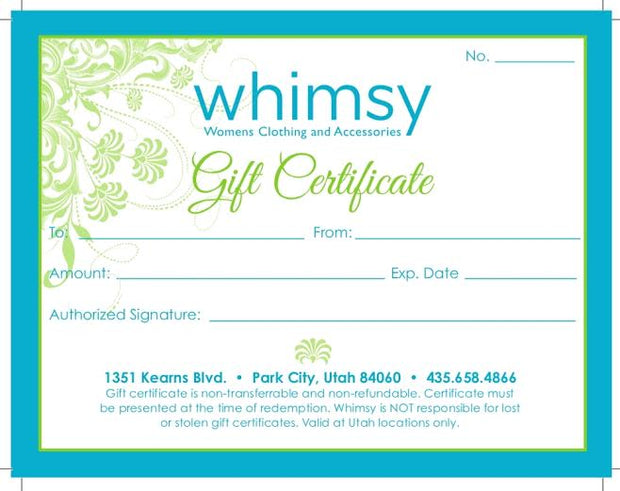 WHIMSY GIFT CARD