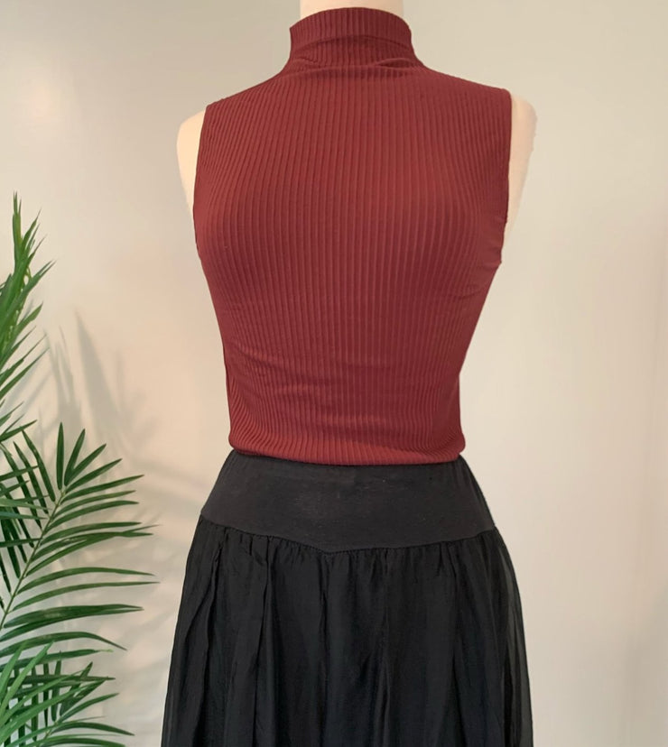 Scala Mock Neck Sleeveless Turtleneck Pullover